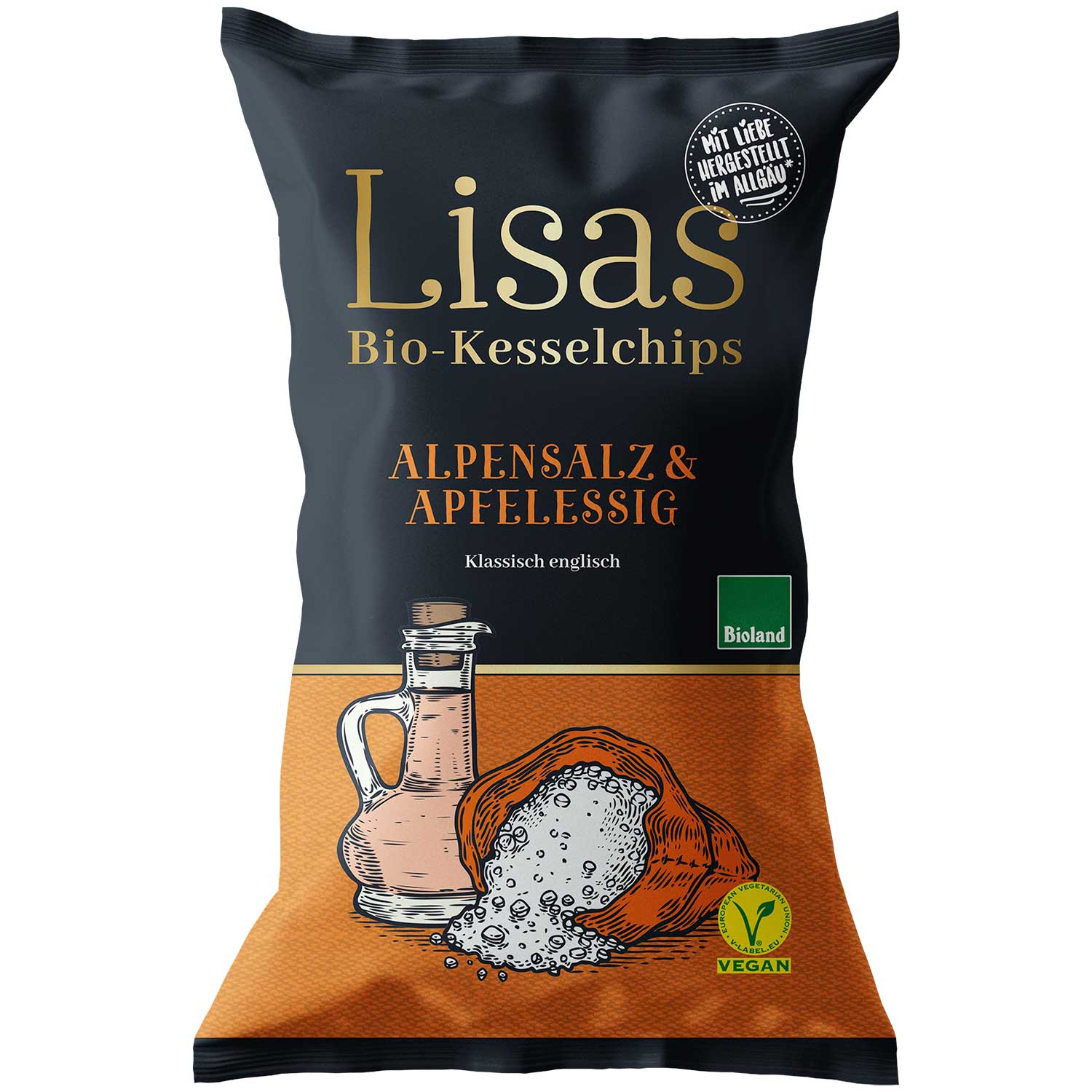 Lisas Bio-Kesselchips Alpensalz & Apfelessig 125g