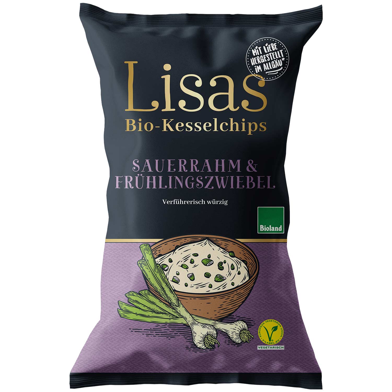 Lisas Bio-Kesselchips Sauerrahm & Frühlingszwiebel 125g