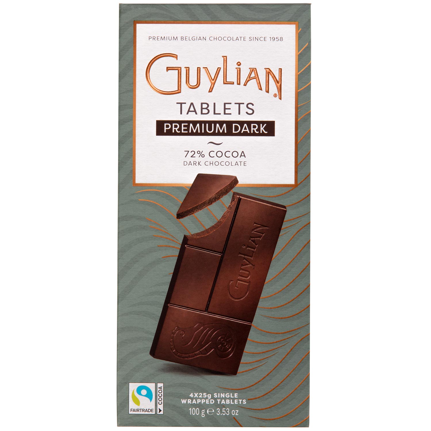 GuyLian Tablets Premium Dark 72% Cocoa 4x25g